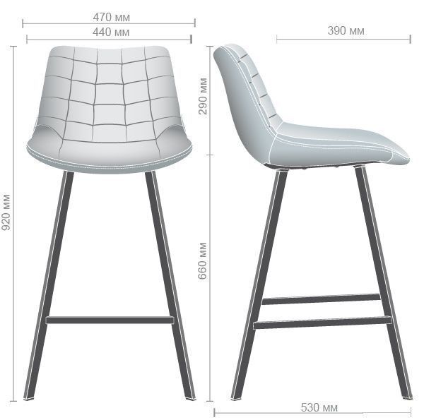 Высокий барный стул экокожа серый со спинкой и мягким сиденьем Clif Dark grey  AMF 545604 фото