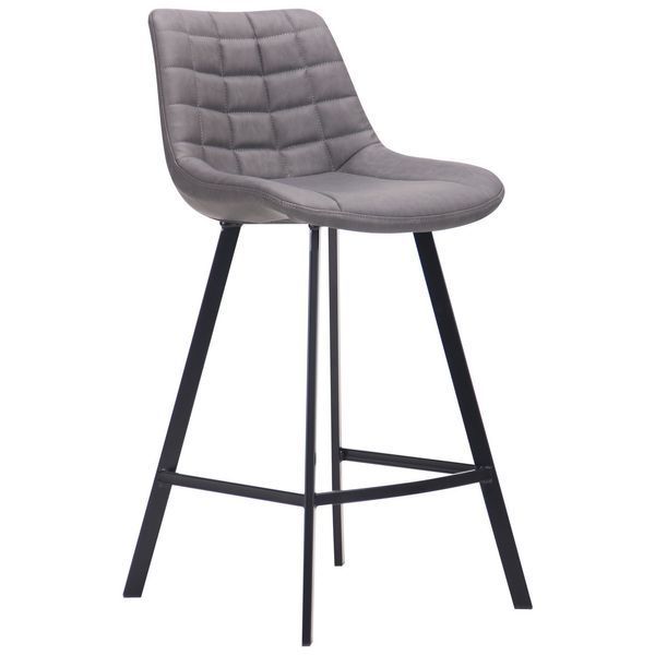 Высокий барный стул экокожа серый со спинкой и мягким сиденьем Clif Dark grey  AMF 545604 фото