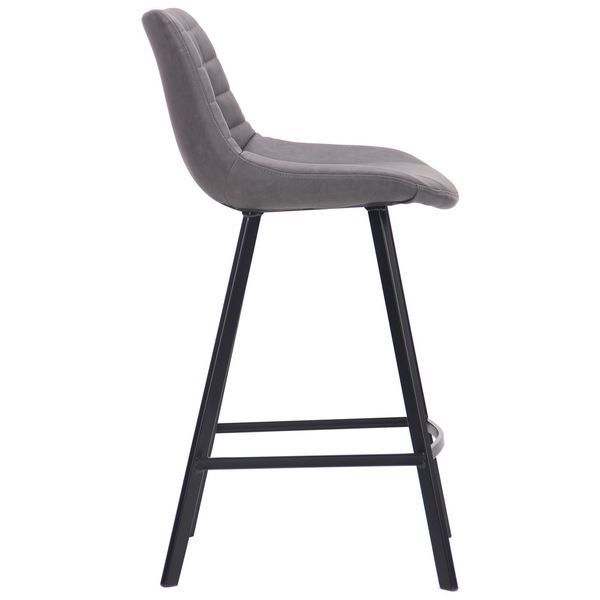 Высокий барный стул экокожа серый со спинкой и мягким сиденьем Clif Dark grey  AMF 545604 фото