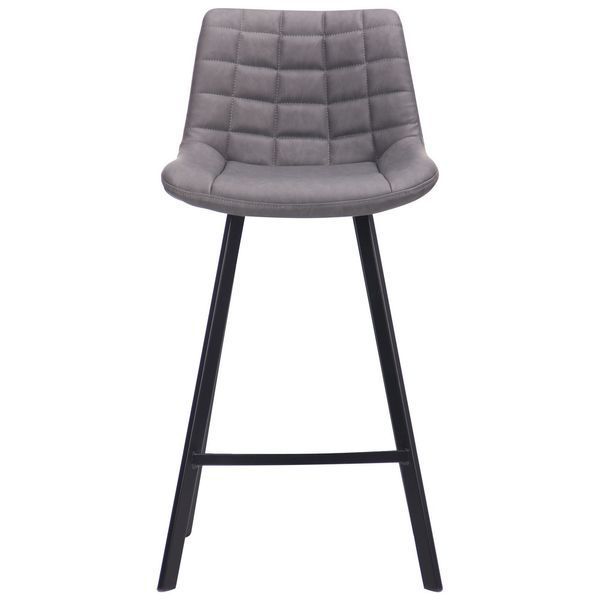 Высокий барный стул экокожа серый со спинкой и мягким сиденьем Clif Dark grey  AMF 545604 фото