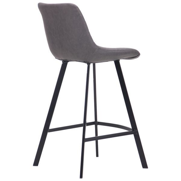 Высокий барный стул экокожа серый со спинкой и мягким сиденьем Clif Dark grey  AMF 545604 фото