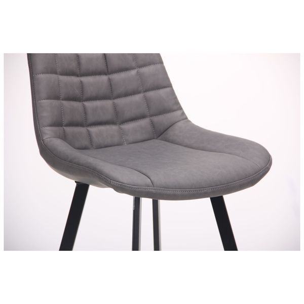 Высокий барный стул экокожа серый со спинкой и мягким сиденьем Clif Dark grey  AMF 545604 фото